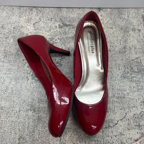 🛑SOLD🛑 Comfort Plus Predictions Red Patent Leather Round Toe Pumps Size 11 - Picture 1 of 14